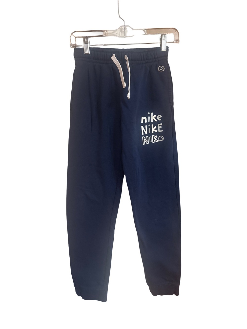 Nike Boys Navy Joggers with White Logo